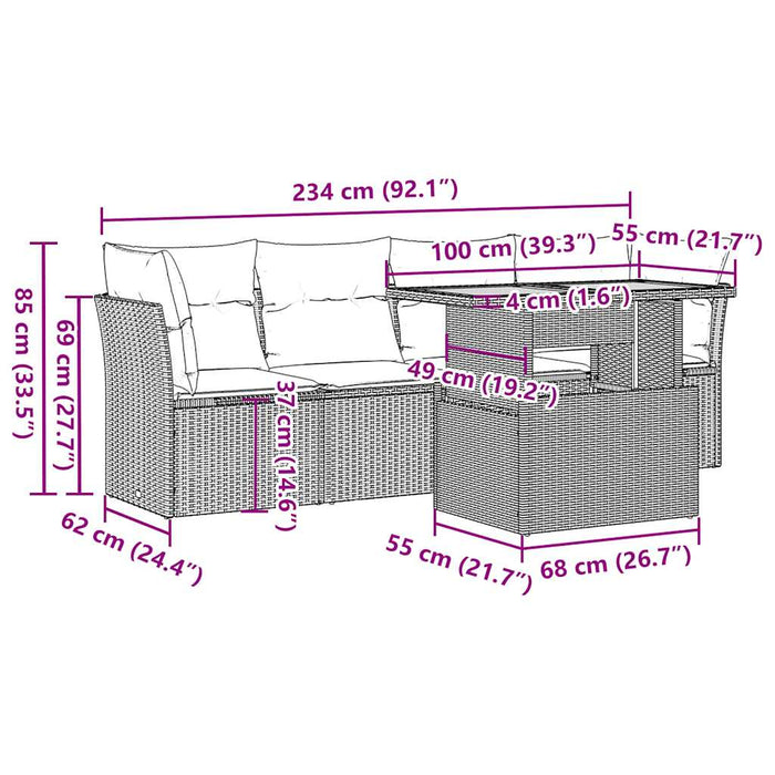 Set mobilier de grădină cu perne, 5 piese, negru, poliratan - WALTI WALTI