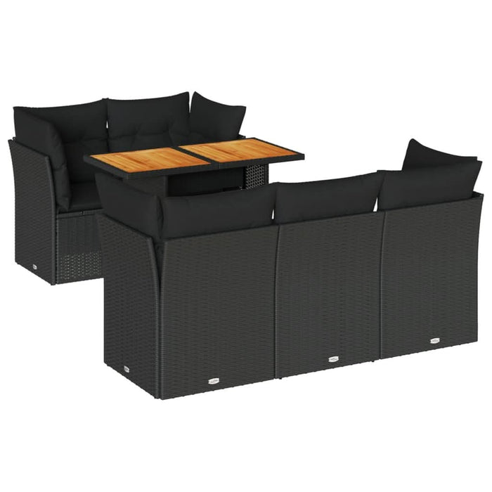 Set mobilier de grădină cu perne, 6 piese, negru, poliratan - WALTI WALTI