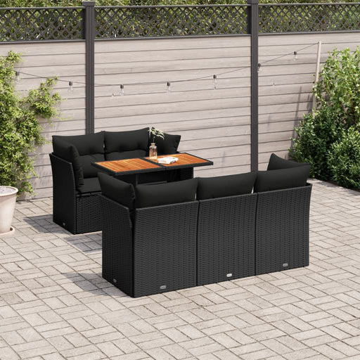 Set mobilier de grădină cu perne, 6 piese, negru, poliratan - WALTI WALTI