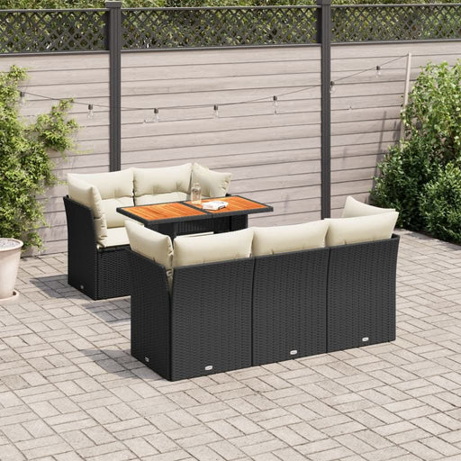 Set mobilier de grădină cu perne, 6 piese, negru, poliratan - WALTI WALTI