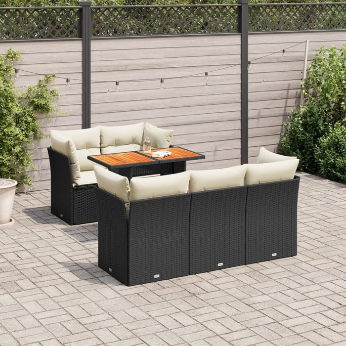 Set mobilier de grădină cu perne, 6 piese, negru, poliratan - WALTI WALTI
