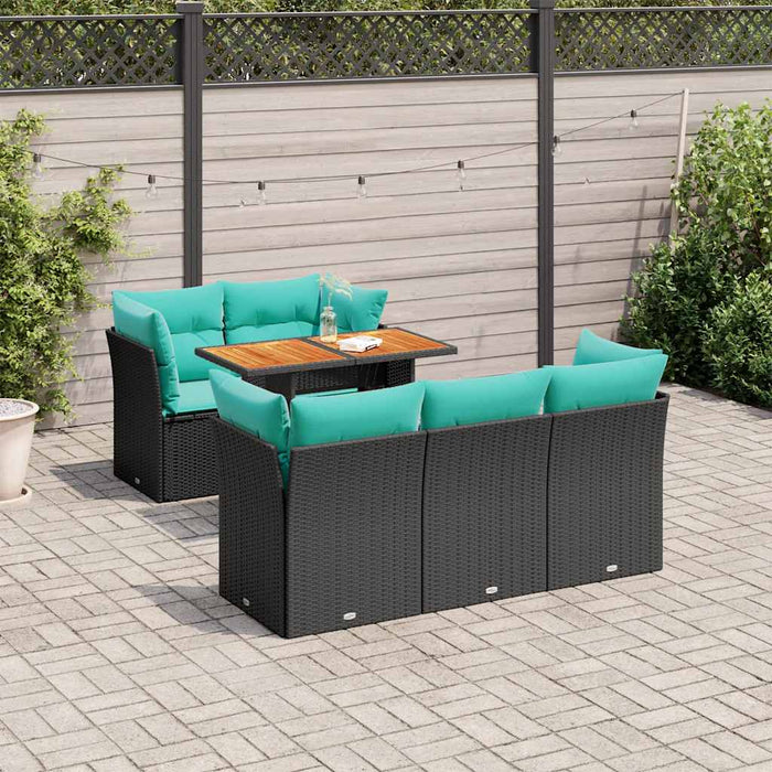 Set mobilier de grădină cu perne, 6 piese, negru, poliratan - WALTI WALTI