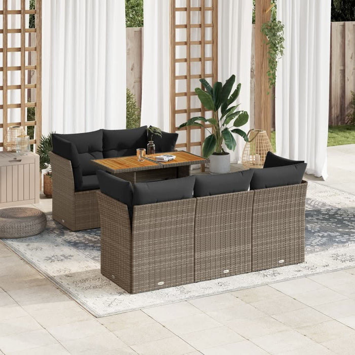 Set mobilier grădină cu perne, 6 piese, gri, poliratan - WALTI WALTI