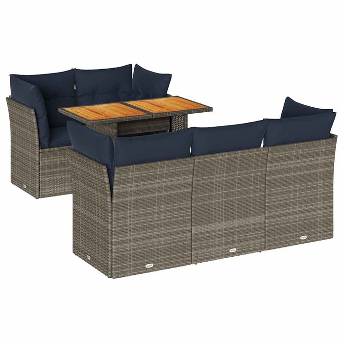 Set mobilier grădină cu perne, 6 piese, gri, poliratan - WALTI WALTI
