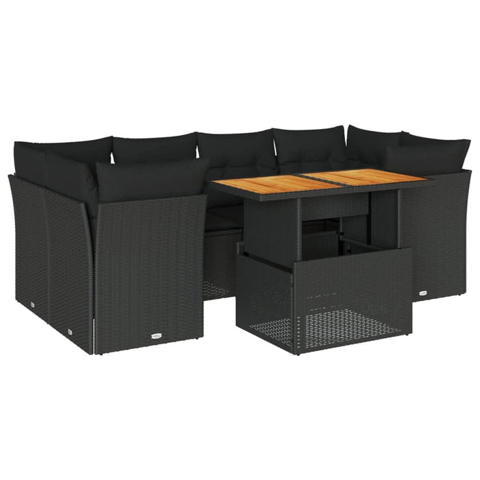 Set canapele de grădină cu perne, 7 piese, negru, poliratan - WALTI WALTI
