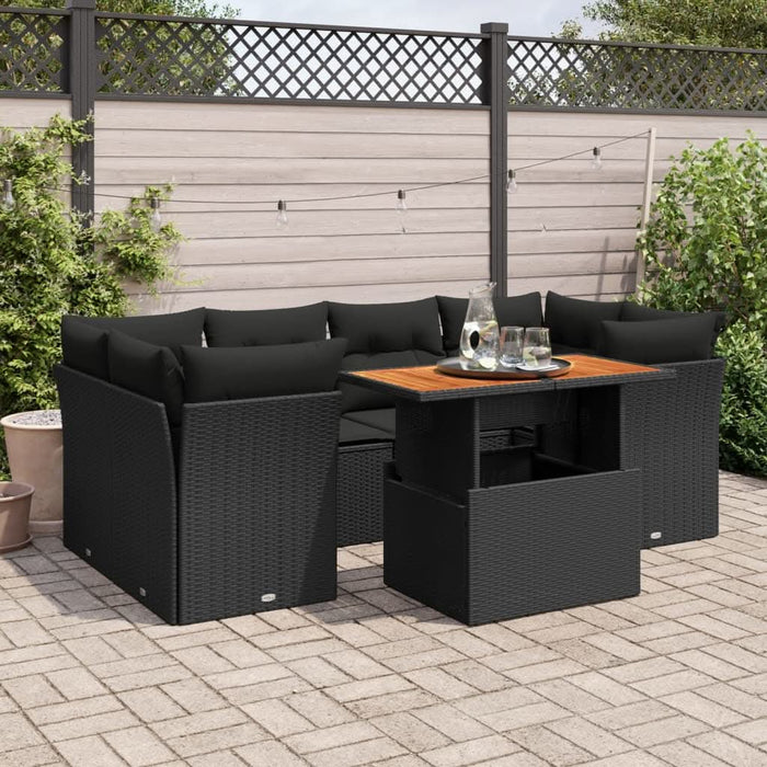 Set canapele de grădină cu perne, 7 piese, negru, poliratan - WALTI WALTI