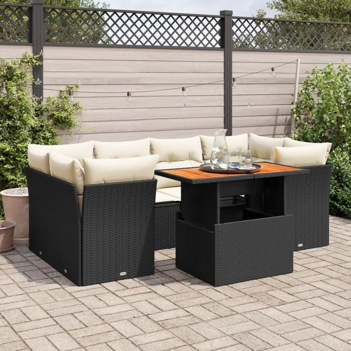Set canapele de grădină cu perne, 7 piese, negru, poliratan - WALTI WALTI