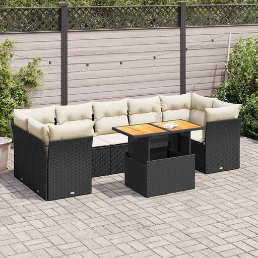 Set mobilier de grădină cu perne, 8 piese, negru, poliratan - WALTI WALTI