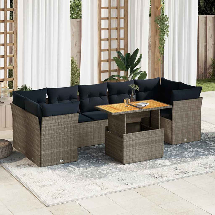 Set mobilier grădină cu perne, 6 piese, gri, poliratan - WALTI WALTI