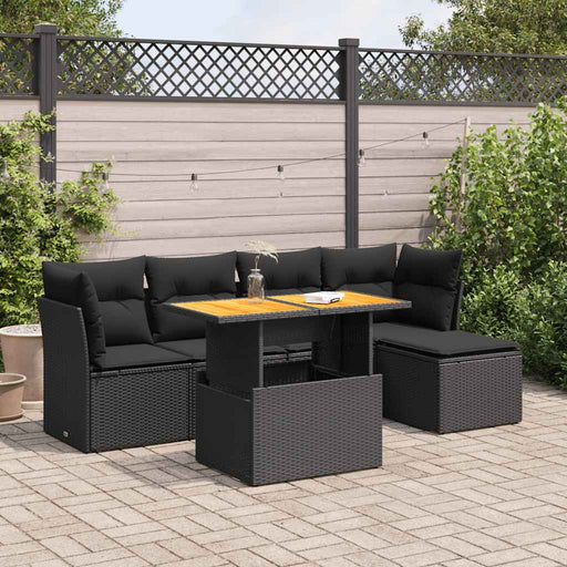 Set mobilier de grădină cu perne, 6 piese, negru, poliratan - WALTI WALTI