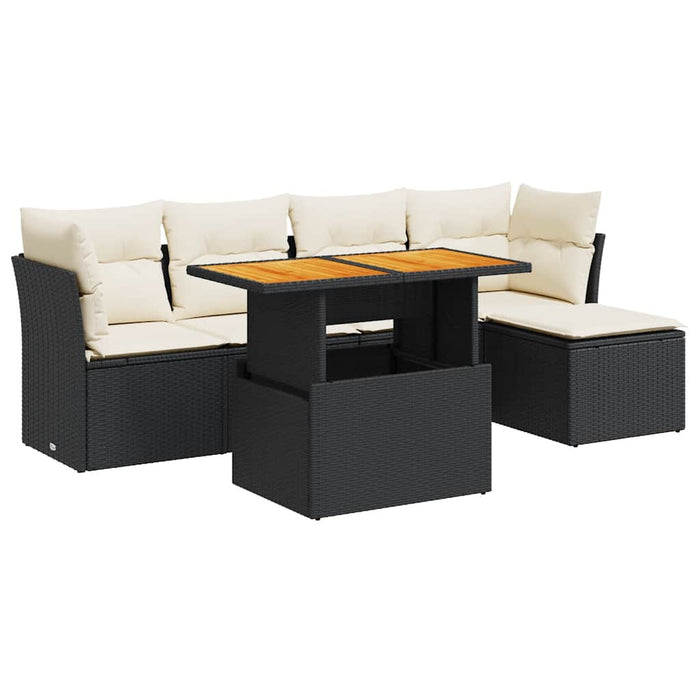 Set mobilier de grădină cu perne, 6 piese, negru, poliratan - WALTI WALTI