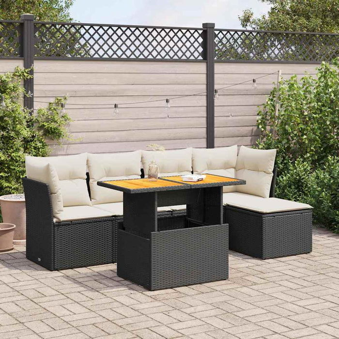Set mobilier de grădină cu perne, 6 piese, negru, poliratan - WALTI WALTI