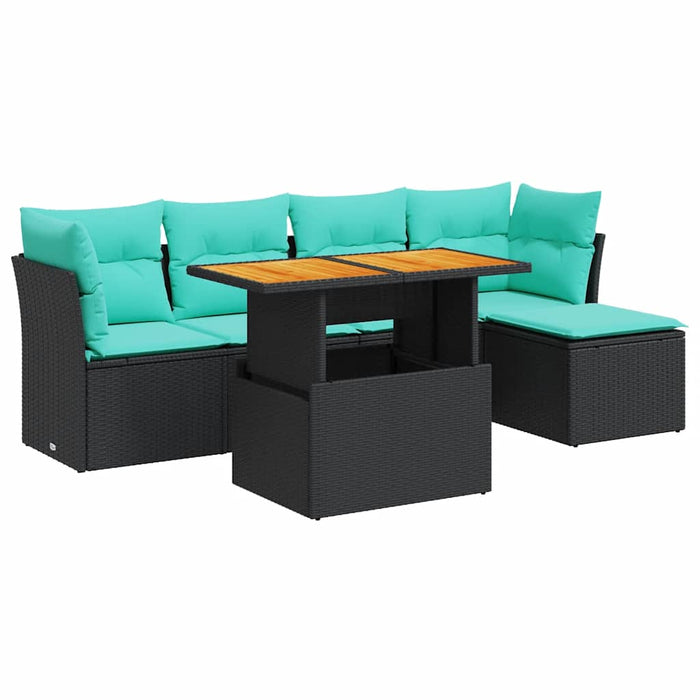 Set mobilier de grădină cu perne, 6 piese, negru, poliratan - WALTI WALTI