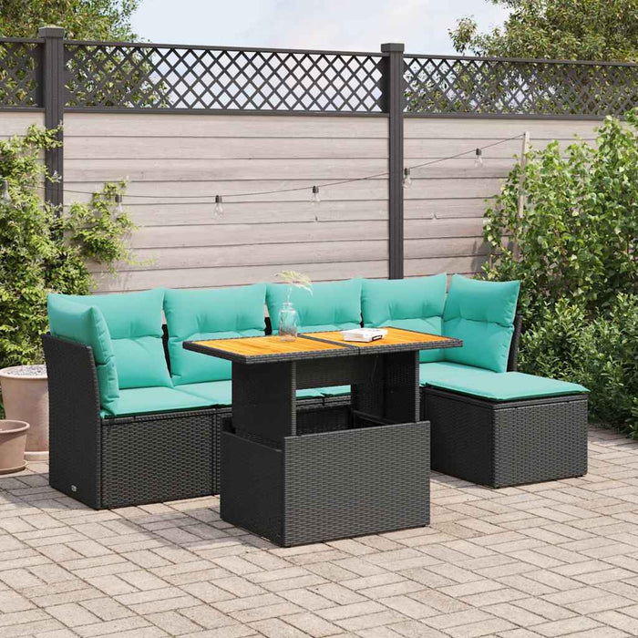 Set mobilier de grădină cu perne, 6 piese, negru, poliratan - WALTI WALTI