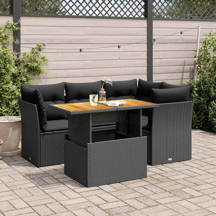 Set mobilier de grădină cu perne, 5 piese, negru, poliratan - WALTI WALTI