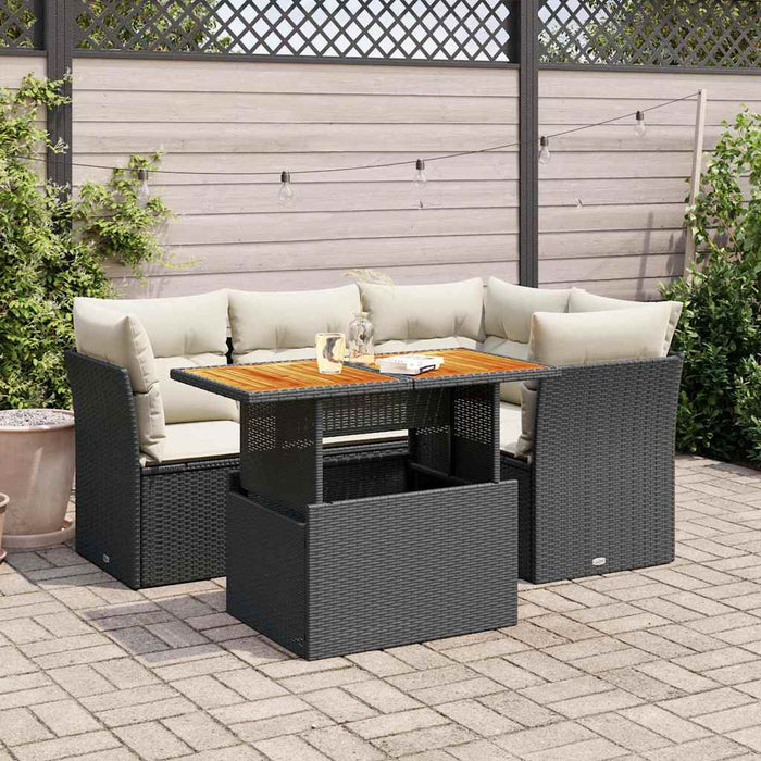 Set mobilier de grădină cu perne, 5 piese, negru, poliratan - WALTI WALTI