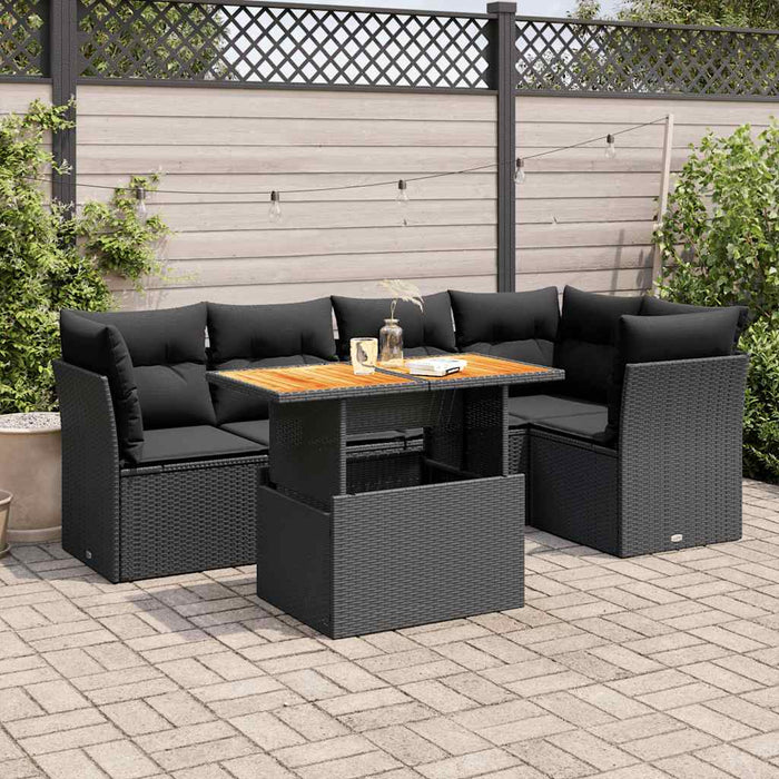 Set mobilier de grădină cu perne, 6 piese, negru, poliratan - WALTI WALTI