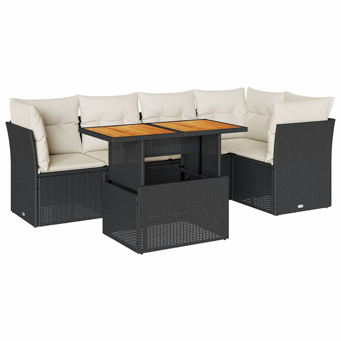 Set mobilier de grădină cu perne, 6 piese, negru, poliratan - WALTI WALTI