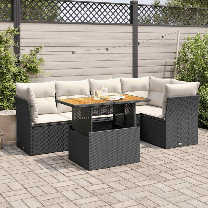 Set mobilier de grădină cu perne, 6 piese, negru, poliratan - WALTI WALTI