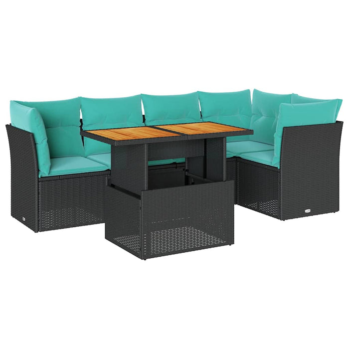 Set mobilier de grădină cu perne, 6 piese, negru, poliratan - WALTI WALTI