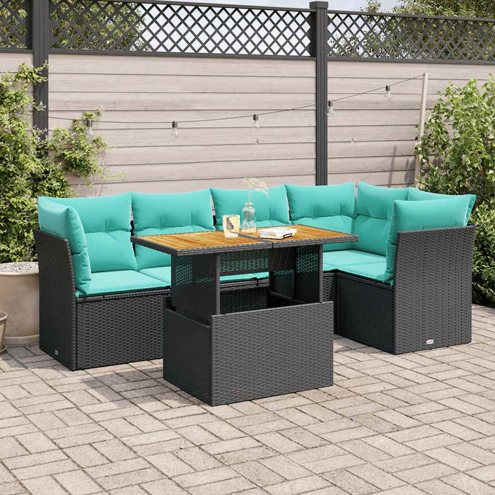 Set mobilier de grădină cu perne, 6 piese, negru, poliratan - WALTI WALTI