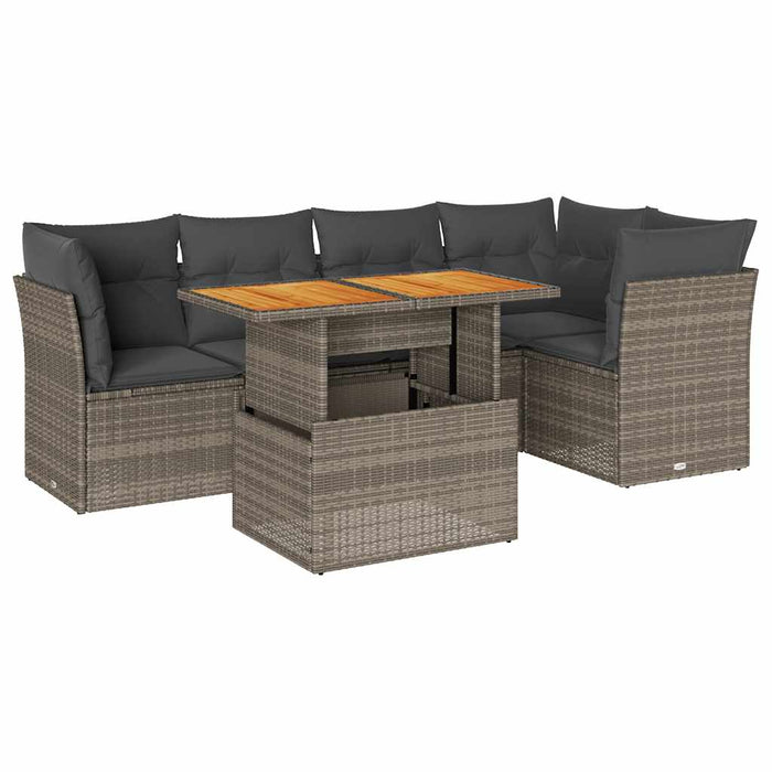 Set mobilier grădină cu perne, 6 piese, gri, poliratan - WALTI WALTI