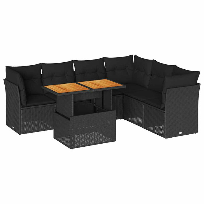 Set canapele de grădină cu perne, 7 piese, negru, poliratan - WALTI WALTI