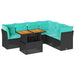 Set canapele de grădină cu perne, 7 piese, negru, poliratan - WALTI WALTI
