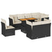 Set mobilier de grădină cu perne, 9 piese, negru, poliratan - WALTI WALTI