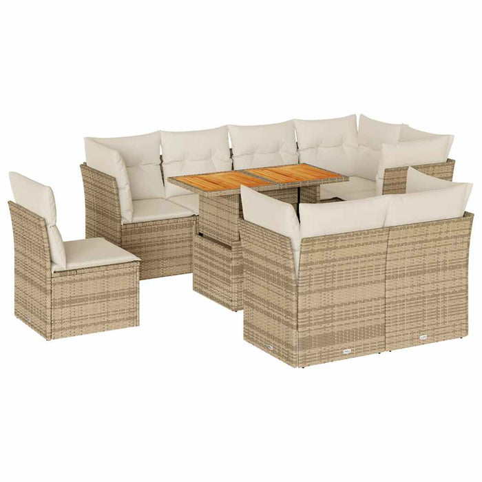 Set canapele de grădină, 9 piese, cu perne, bej, poliratan - WALTI WALTI