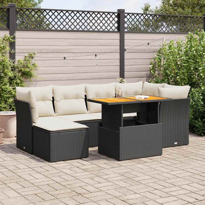 Set canapele de grădină cu perne, 7 piese, negru, poliratan - WALTI WALTI