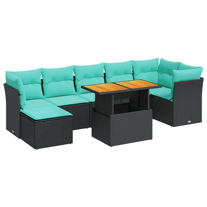 Set mobilier de grădină cu perne, 8 piese, negru, poliratan - WALTI WALTI