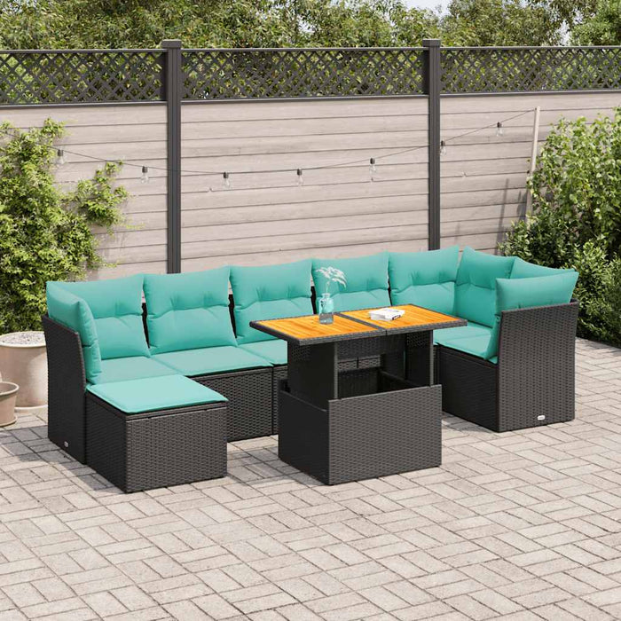 Set mobilier de grădină cu perne, 8 piese, negru, poliratan - WALTI WALTI