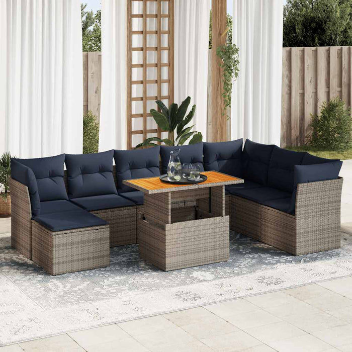 Set mobilier grădină cu perne, 6 piese, gri, poliratan - WALTI WALTI