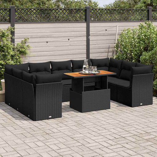 Set canapele de grădină cu perne, 10 piese, negru, poliratan - WALTI WALTI