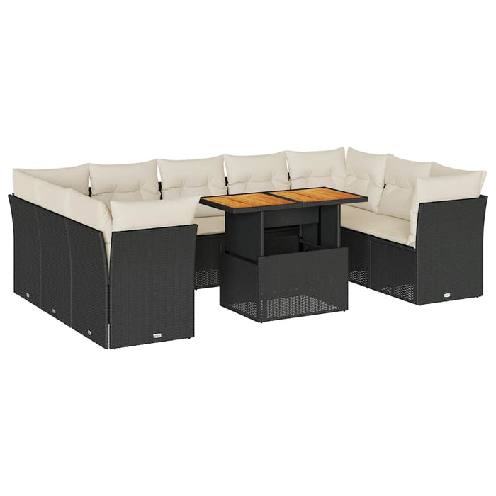 Set canapele de grădină cu perne, 10 piese, negru, poliratan - WALTI WALTI