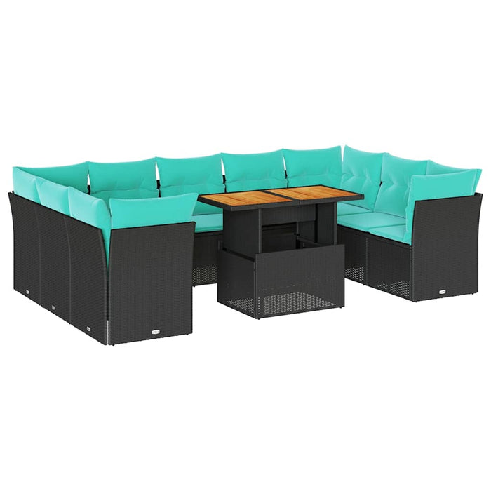 Set canapele de grădină cu perne, 10 piese, negru, poliratan - WALTI WALTI