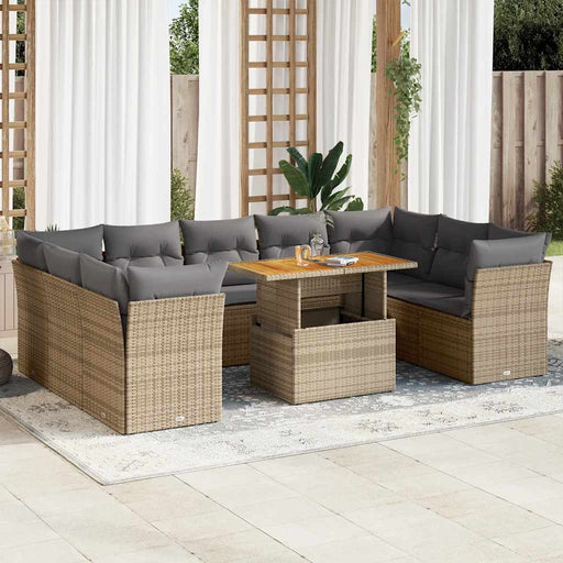 Set canapele de grădină cu perne, 10 piese, bej, poliratan - WALTI WALTI