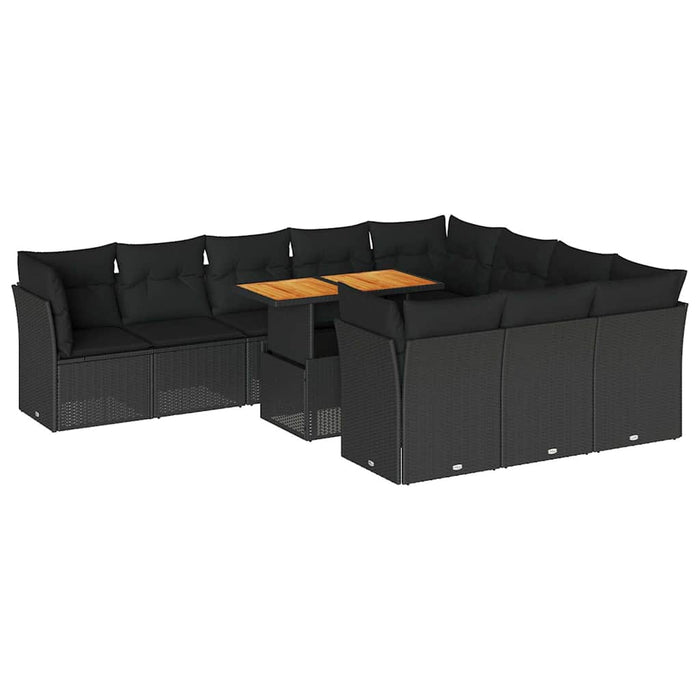 Set canapele de grădină cu perne, 11 piese, negru, poliratan - WALTI WALTI