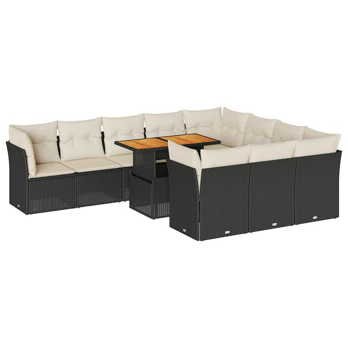 Set canapele de grădină cu perne, 11 piese, negru, poliratan - WALTI WALTI