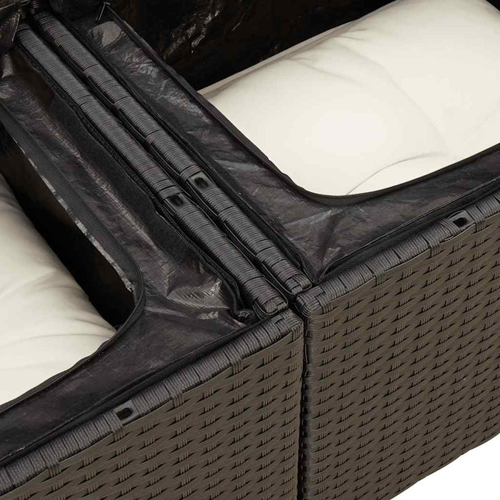Set mobilier de grădină cu perne, 5 piese, negru, poliratan WALTI