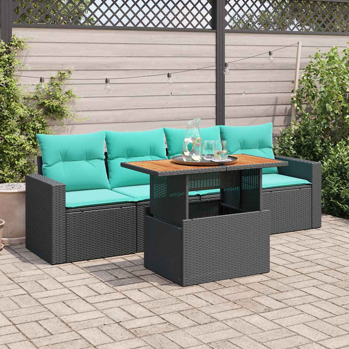 Set mobilier de grădină cu perne, 5 piese, negru, poliratan - WALTI WALTI