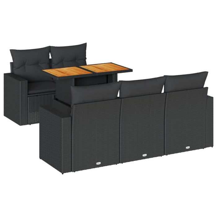 Set mobilier de grădină cu perne, 6 piese, negru, poliratan - WALTI WALTI