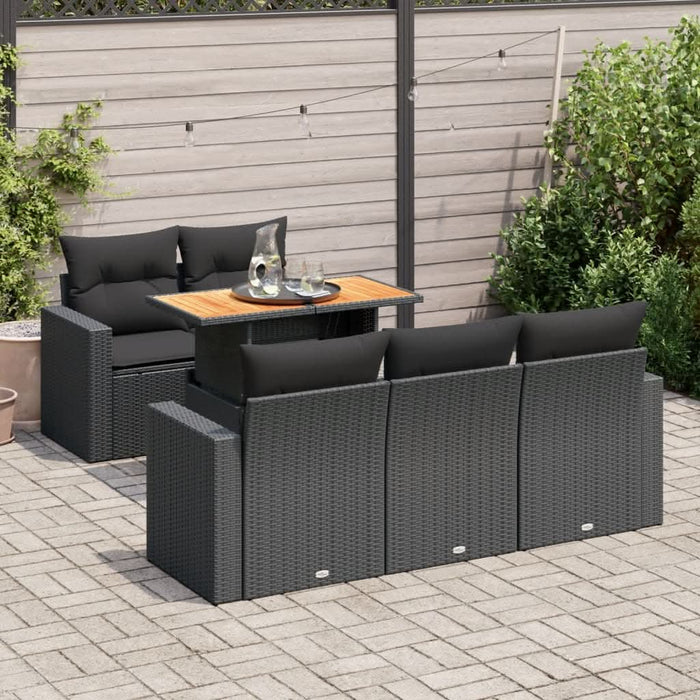 Set mobilier de grădină cu perne, 6 piese, negru, poliratan - WALTI WALTI