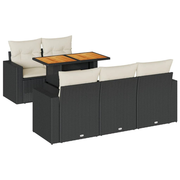 Set mobilier de grădină cu perne, 6 piese, negru, poliratan - WALTI WALTI