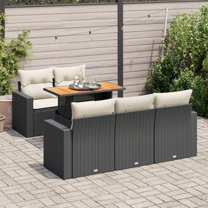 Set mobilier de grădină cu perne, 6 piese, negru, poliratan - WALTI WALTI