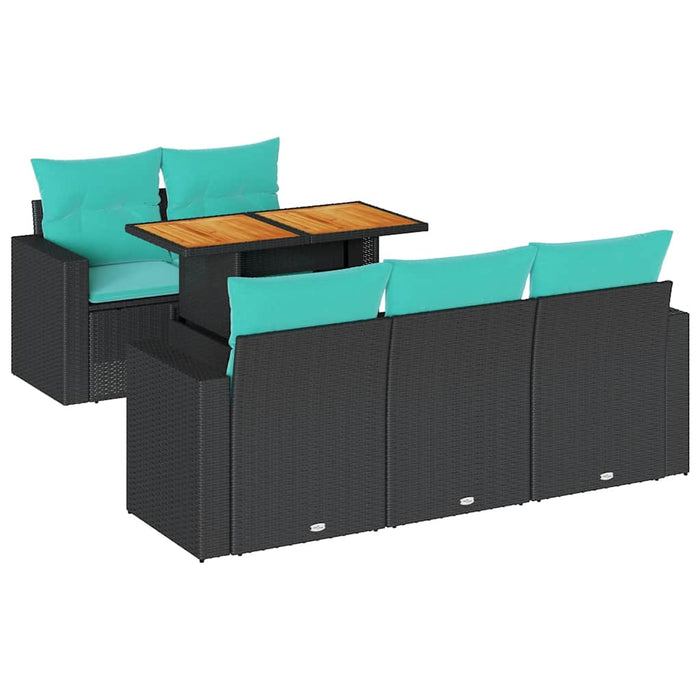 Set mobilier de grădină cu perne, 6 piese, negru, poliratan - WALTI WALTI