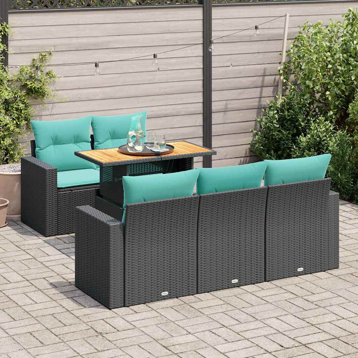 Set mobilier de grădină cu perne, 6 piese, negru, poliratan - WALTI WALTI