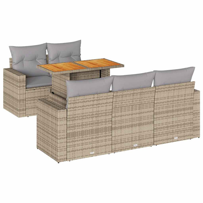 Set canapele de grădină cu perne, 6 piese, bej, poliratan - WALTI WALTI