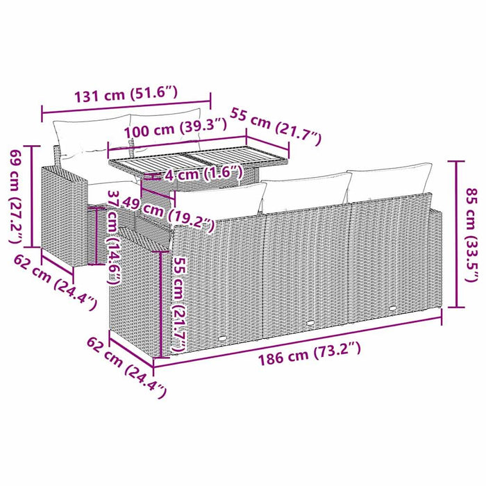 Set mobilier grădină cu perne, 6 piese, gri, poliratan - WALTI WALTI